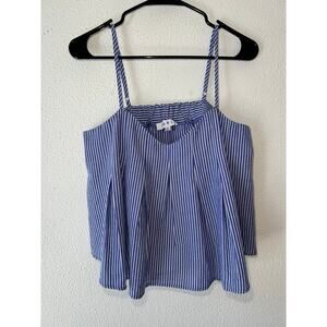 THML Blue & White Striped Cold Shoulder Blouse Size M